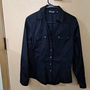 7th Avenue Design Studio Blouse Shirt BLACK  SIZE M
